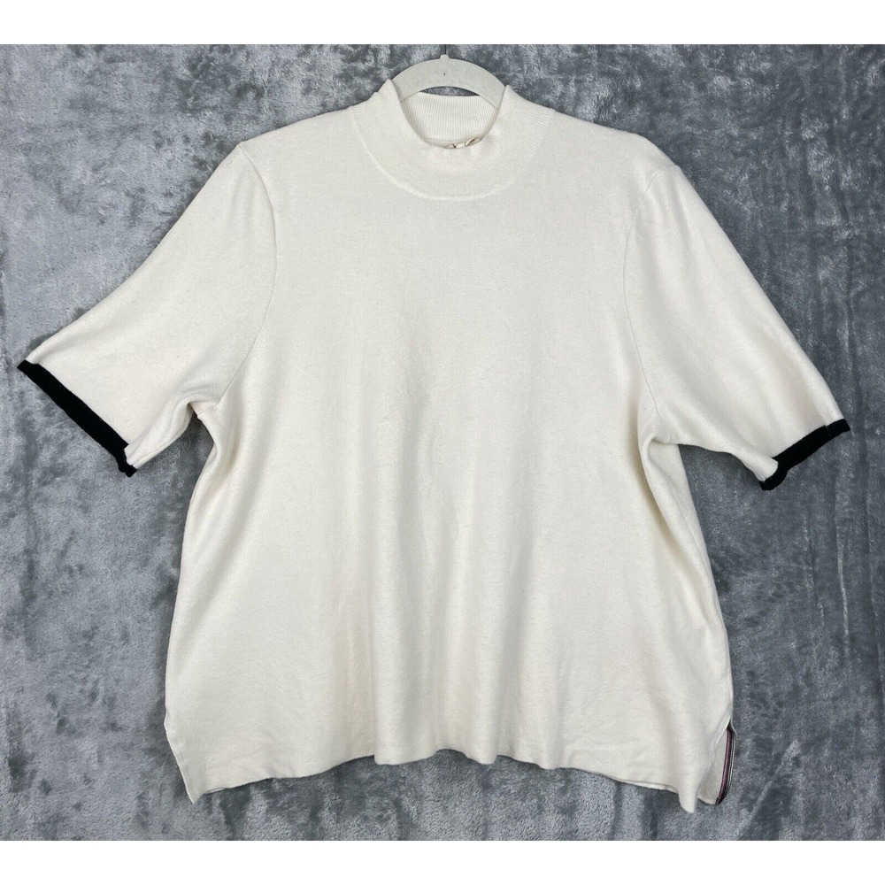 Anthropologie Moth Sweater Womens XL Cream Mock Neck Minimalist Quiet Luxury Top